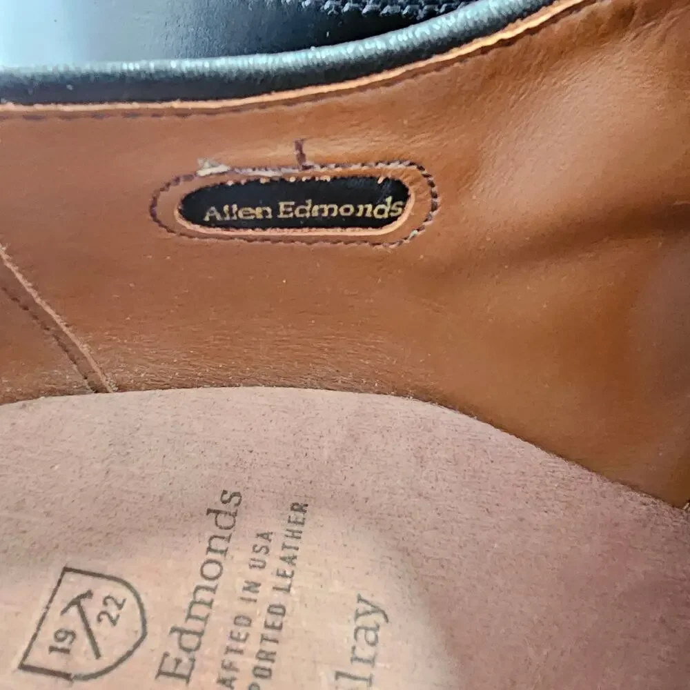 EUC Allen Edmonds Men's Black Leather Resoled Split Toe Delray Dress Shoes 15 B - Picture 8 of 10